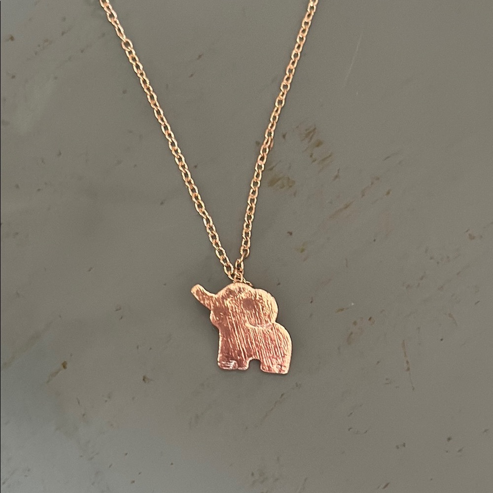 Gold Elephant Pendant 18” Necklace